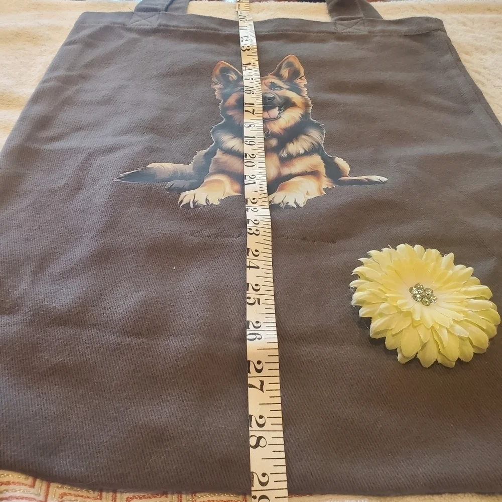 Dog Tote Bag with German Shepherd Print - Brown